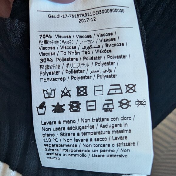 Denny Rose Black & White Ribbed Knit Dress Size L Bell Sleeves Ruffle Hem - Picture 7 of 7